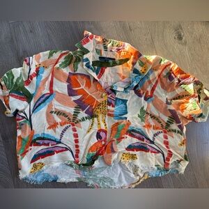 Colorful Tropical Print Women's Blouse